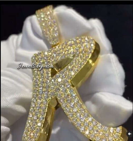 Pre-owned Nsg Customize Any Initial/letter Real D/vvs Moissanite "r" Charm Pendant 925 Silver In White