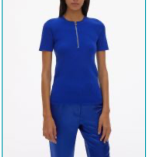 Helmut Lang Ribbed Lightweight Front Zip Short Sleeve Regal