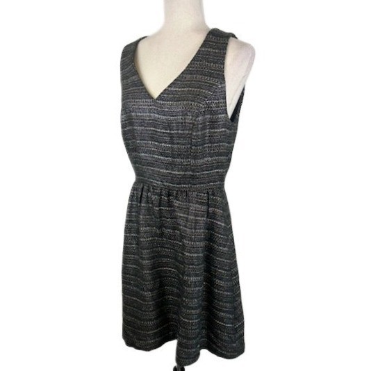 Moulinette Soeurs Dress Gray Brown Sleeveless V Neck Career Party Size 10
