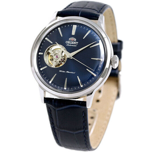 Pre-owned Orient Classic Bambino Rn-ag0008l Automatic Watch Navy Leather Band 40.5mm