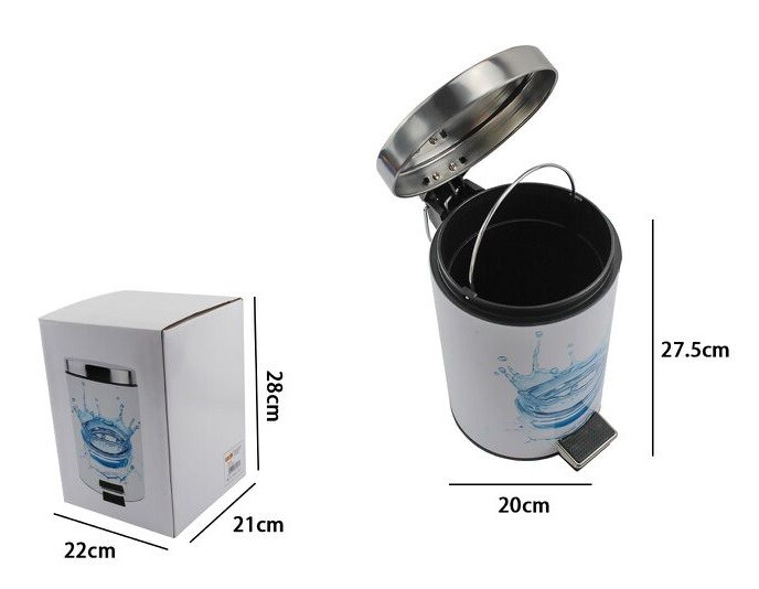 Pattumiera A Pedale 5 Litri Bidone Cestino Spazzatura Differenziata Gocce dfh