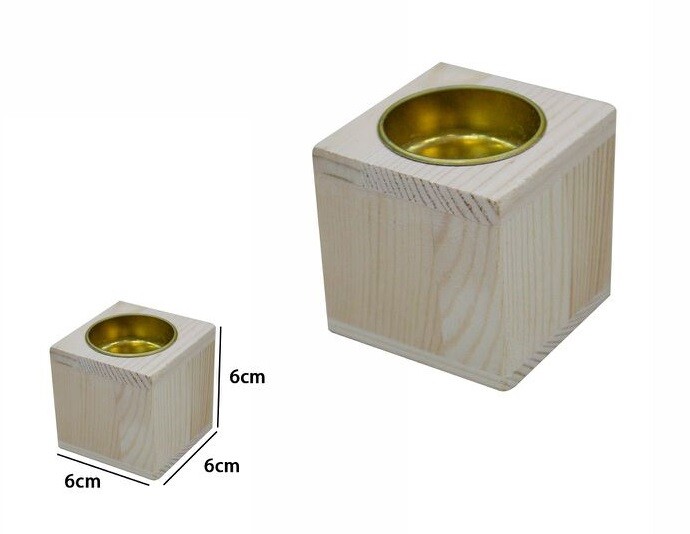 Porta Candela Base Portacandela Lumini In Legno Naturale 6cm dfh