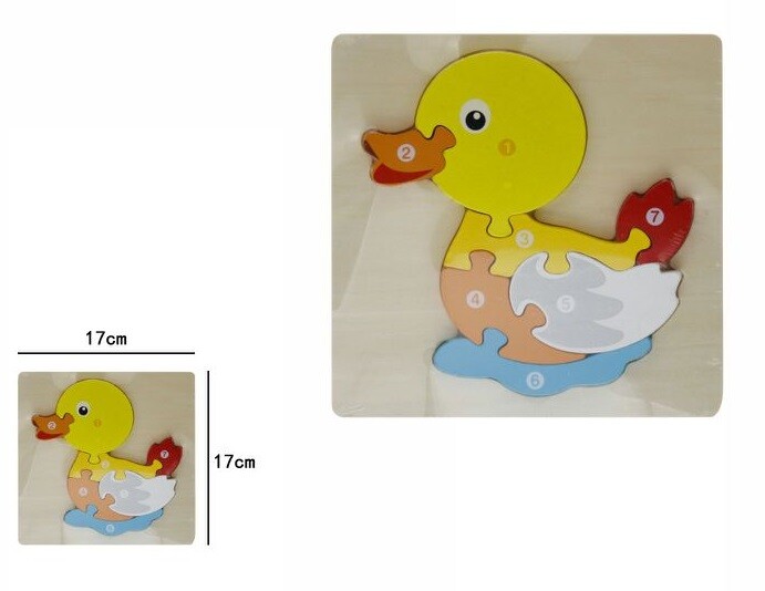 3D Puzzle Legno Forma Di Papera Educativo Colorato Bimbi Bambini Imparare dfh