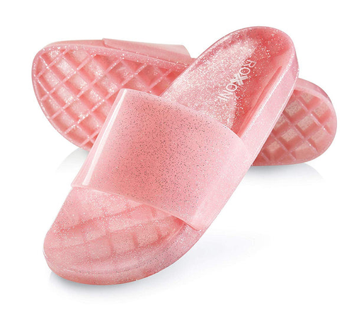 Roxoni Women's Summer Flip Flop Open Toe Jelly Glitter Slide Sandal Slippers