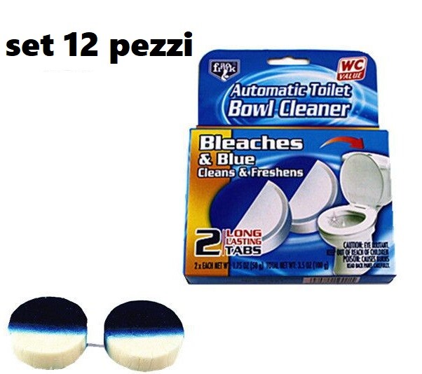 Set 12 Confezioni 2 Compresse Pulizia Toilette Bagno Wc Water Gabinetto dfh