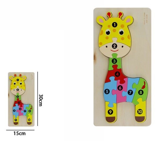 3D Puzzle Legno Forma di Giraffa Educativo Colorato Bimbi Bambini Imparare dfh