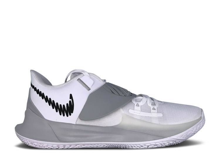 

Мужские кроссовки Nike Kyrie Low 3 ТБ, белые, серебристо-серые, черные CW4147-102, размер 14,5, Белый, Nike Kyrie Low 3