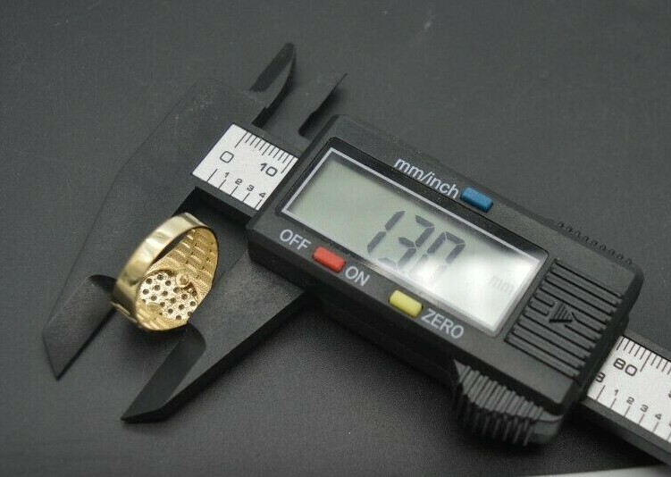 Pre-owned Pinky Real Solid 10k Yellow Gold Mens  Railroad Oval Ring Cz 13mm All Sizes