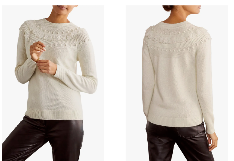 

NEW BODEN Текстурный вязаный свитер цвета слоновой кости Normanton с кисточками  8/10 Nordstrom, Цвет слоновой кости