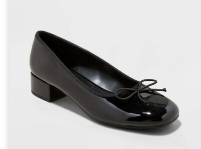 Women's Joy Ballet Pumps A New Day Black Patent Size 8 Bow Detail