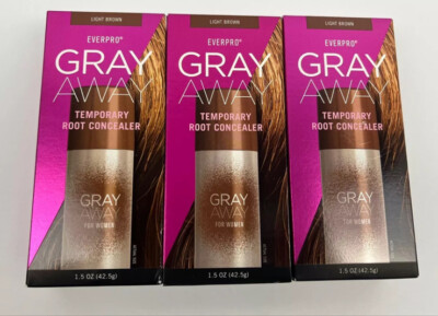 3 X Everpro Gray Away Temporary Root Concealer Spray - LIGHT BROWN - NIB