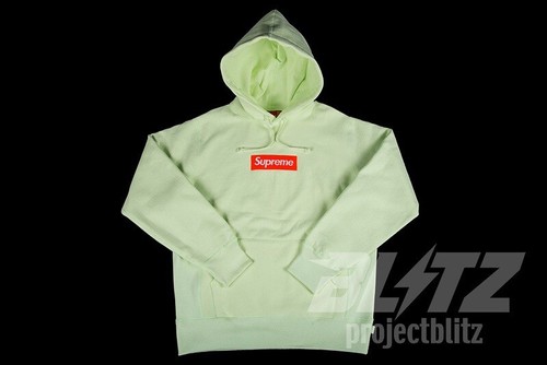 Pre-owned Supreme Fw17  Box Logo Hooded Sweatshirt Hoodie Pale Lime Size L Large 2017 In Green