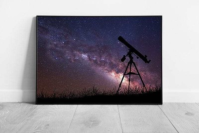 Infinite Space Purples And Pinks Night Sky Telescope Silhouette Sci-Fi