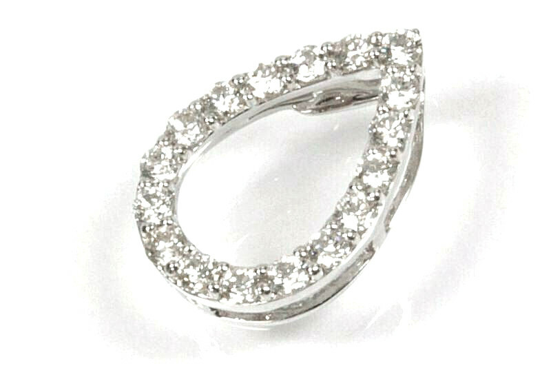 Pre-owned Jewelry By Arsa 0.25 Ctw Natural Diamond Solid 14k White Gold Small Tiny Tear Drop Pendant 13 Mm In G-h
