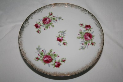Vintage Lefton China Japan 20406 Pink Tea Rose Pedestal Cake Plate   #1968