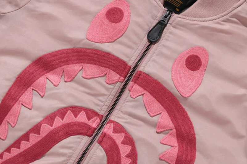 Pre-owned A Bathing Ape A Bathnig Ape Ladies' Shark Nylon Twill Ma-1 Jacket 1k80241005 In Pink