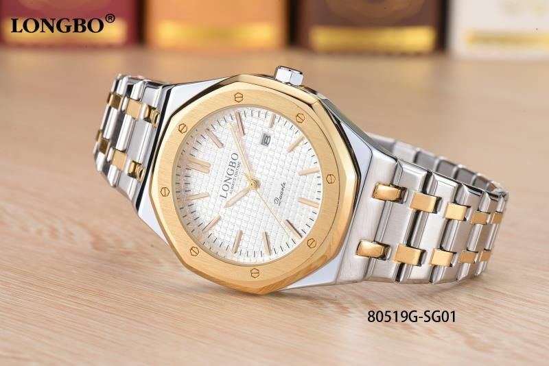 Orologio Polso LongBo 80519g Uomo Quarzo Data Elegante Bicolore Dorato lac