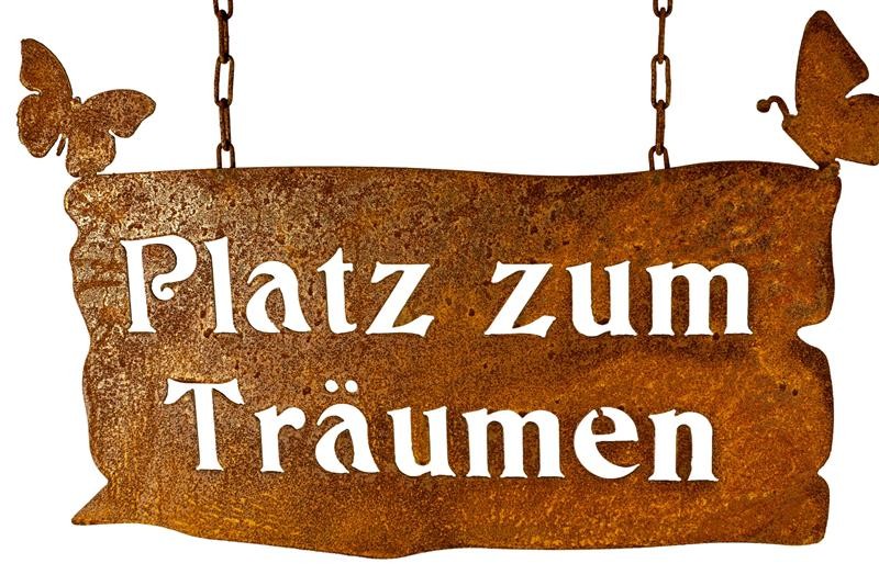 Rost Schild Platz zum Träumen 31x46 cm Edelrost Schild Gartendeko Garten Tafel