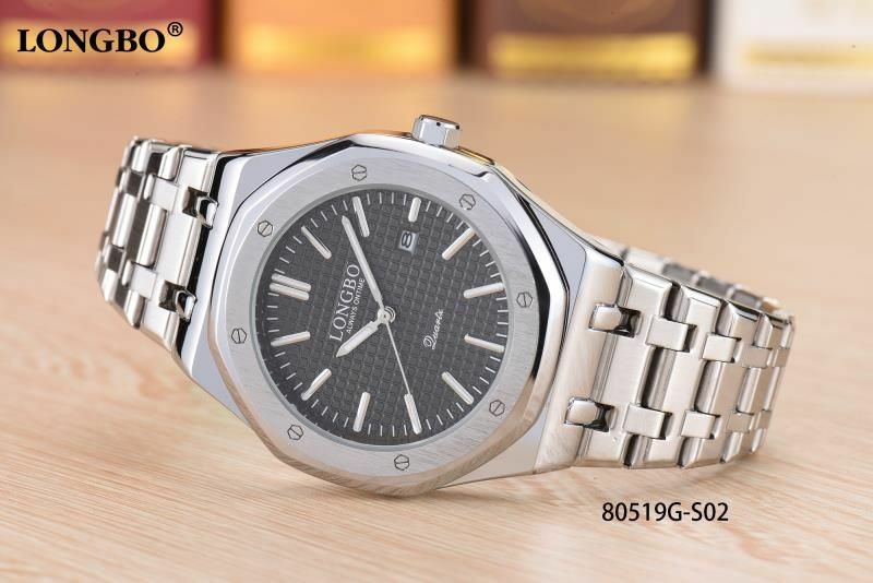 Orologio Polso LongBo 80519g Uomo Quarzo Data Elegante Silver Nero lac
