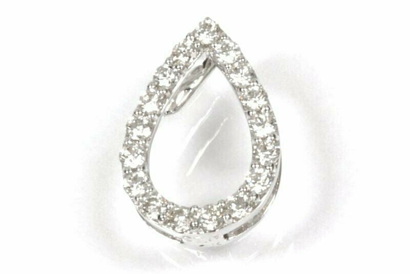 Pre-owned Jewelry By Arsa 0.25 Ctw Natural Diamond Solid 14k White Gold Small Tiny Tear Drop Pendant 13 Mm In G-h