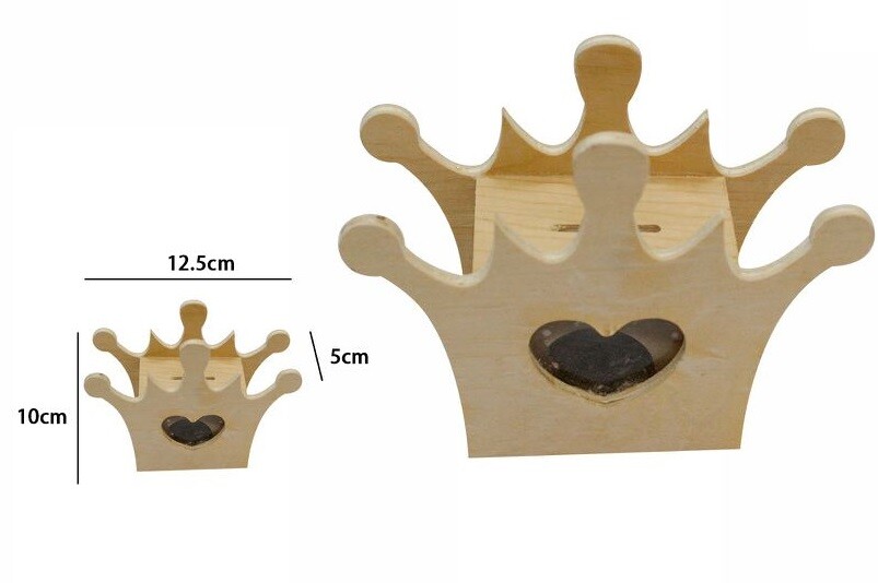 Salvadanaio In Legno Naturale A Forma Di Corona Decoupage dfh