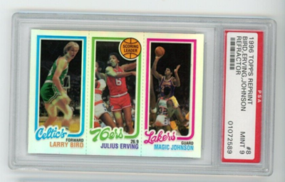 1996 FINEST REFRACTOR 1 OF 8 1980 Topps Bird Magic Johnson Erving 