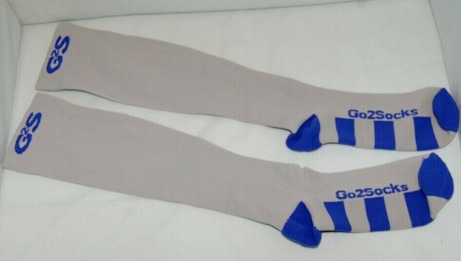 Compression Socks Gray With Royal Blue Unisex Size Lg