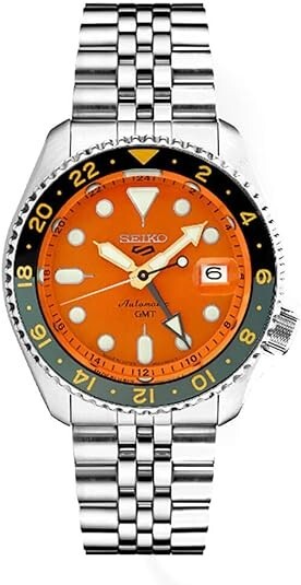 Pre-owned Seiko 5 Sports Skx Sports Style Gmt Series Automatic 42.5 Mm Orange Dial Watch
