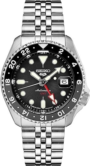Pre-owned Seiko 5 Sports Skx Sports Style Gmt Series Automatic 42.5 Mm Black Dial Watch