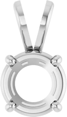 10K 14K 18K Gold and Platinum Unset 6.75 mm Round 4-Prong Pendant Mounting