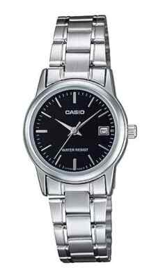 Casio LTP-V002D-1A Women's Standard Stainless Steel Black Dial Analog Date Watch