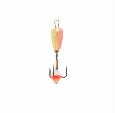 Clam Outdoors Drop Spoon - Gold Glow Red - 1/32 oz #14 Treble Hook Ice Lure