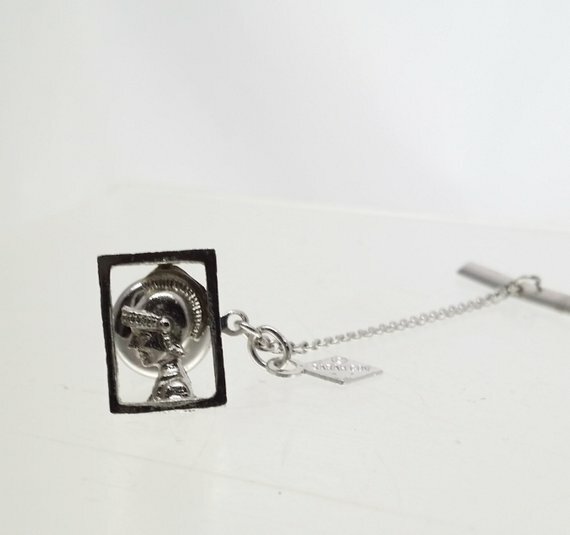 Sarah Coventry Tie Clasp, Silver Tone Tac Tack Pin, SAC Heraldic Men's Jewelry