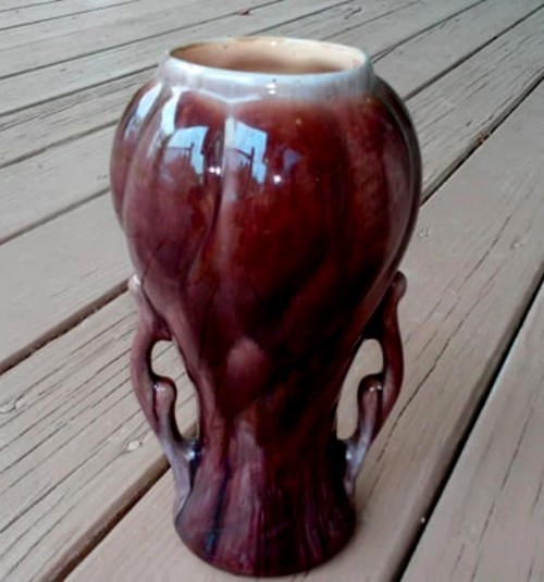 Rare Vintage Mid Century Gonder Pottery Usa Brown H62 Flower Vase