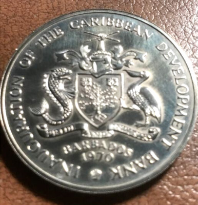 elf Barbados 4 Dollars 1970 FAO Bananas  Proof in case
