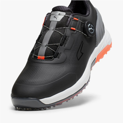 New Puma ALPHACAT NITRO Disc Spikeless Golf Shoes Black /Quiet Shade /Red Blast