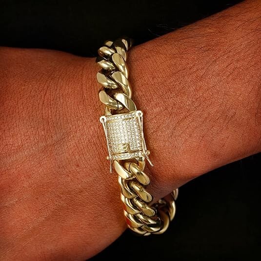 8mm 10mm Heavy Stainless Steel Miami Cuban Link Bracelet Or Chain with CZ Clasp