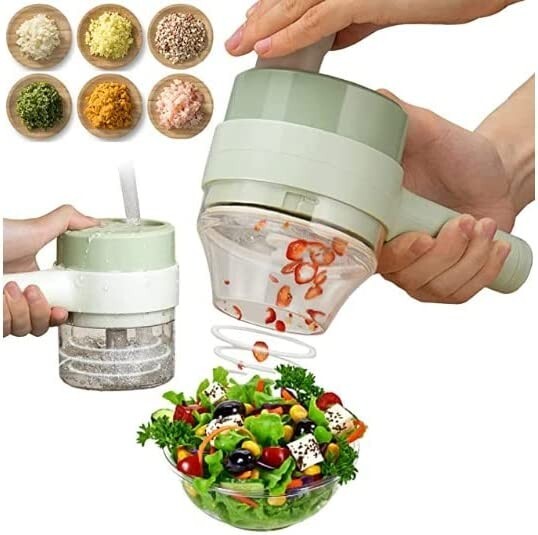 Tagliaverdure Food Chopper Elettrico 4in1 Portatile Affetta Taglia Verdure reb