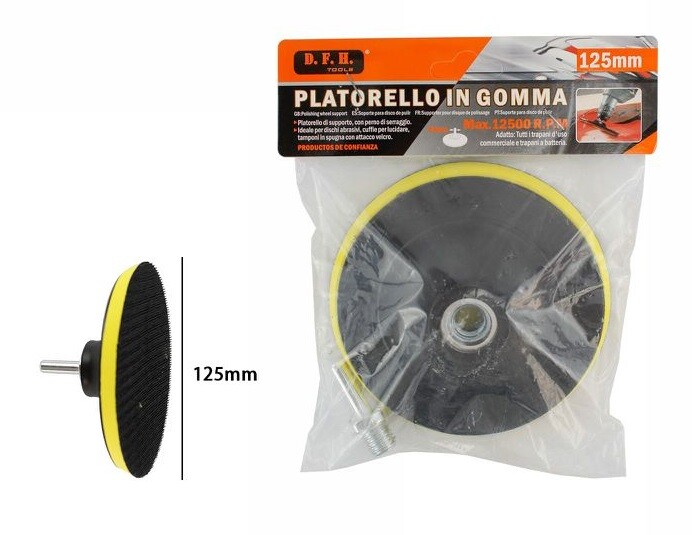 Disco Abrasivo Ricambio Levigatrice Platorello In Gomma Diametro 125mm dfh