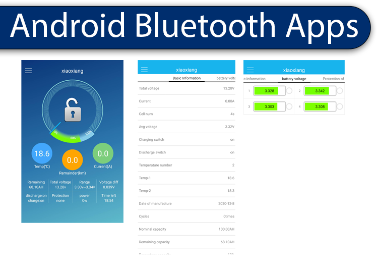 Smart BMS 12V 4S 120A Lithium Lifepo4 Battery System w/Bluetooth US Stock 4S12V