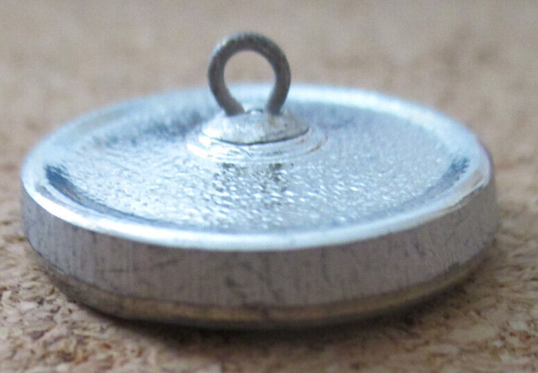 1-Czech Glass Gold Parrot-Iridescent Background-Silver Backed Button #35 20.95mm