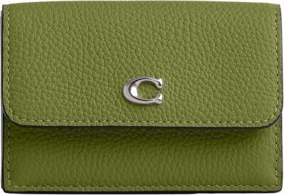 小物 Coach Trifold Wallet Pebble Mustard Coach Men's Pebbled Leather Small Trifold Wallet (Saddle
