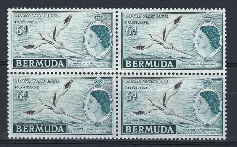Bermuda 1953 Sc# 163 set Queen Elizabeth Bird Royal visit British GB block 4 MNH