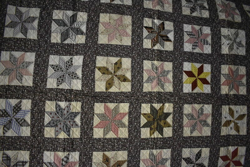 Lemoyne Star Antique Quilt, Brown and Earth Tones, Nice Early Fabrics #18511