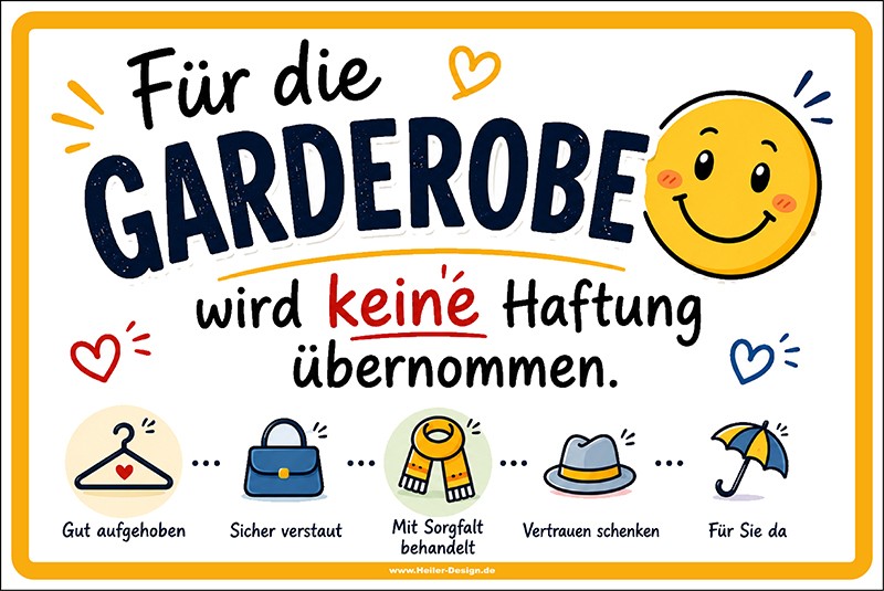 Hinweisschild Für die Garderobe wird keine Haftung übernommen. - 2