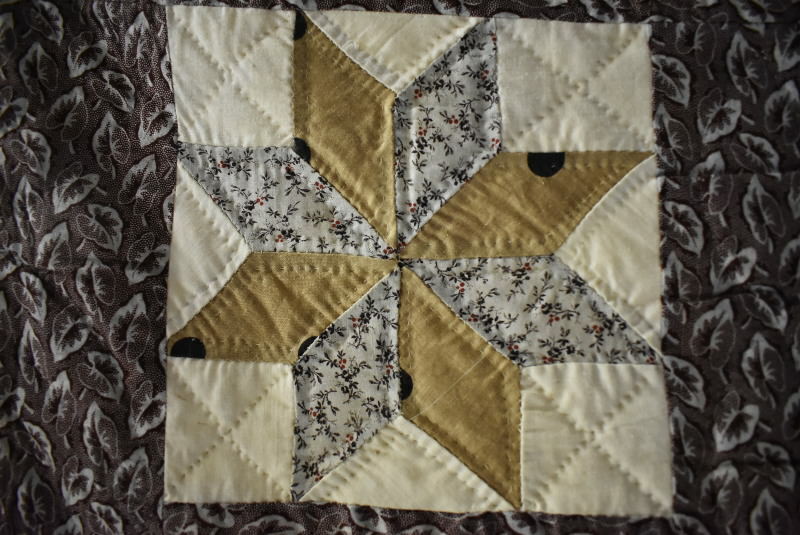 Lemoyne Star Antique Quilt, Brown and Earth Tones, Nice Early Fabrics #18511