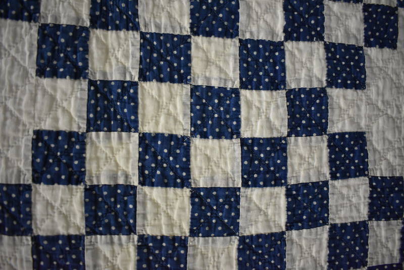 Indigo Blue and White Triple Irish Chain Antique Quilt #18529