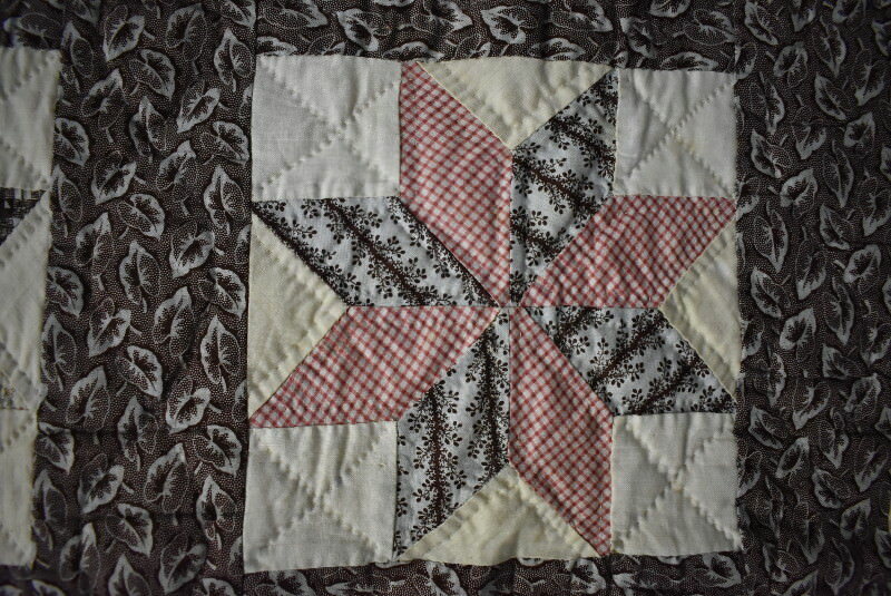 Lemoyne Star Antique Quilt, Brown and Earth Tones, Nice Early Fabrics #18511