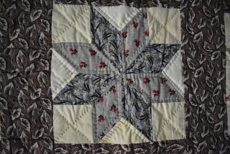 Lemoyne Star Antique Quilt, Brown and Earth Tones, Nice Early Fabrics #18511