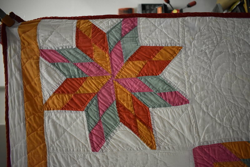 Antique Broken Star Quilt With Satellites, Queen Size #18528